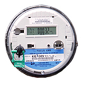 Smart meters have digital displays with a blue sticker on the face of the meter.